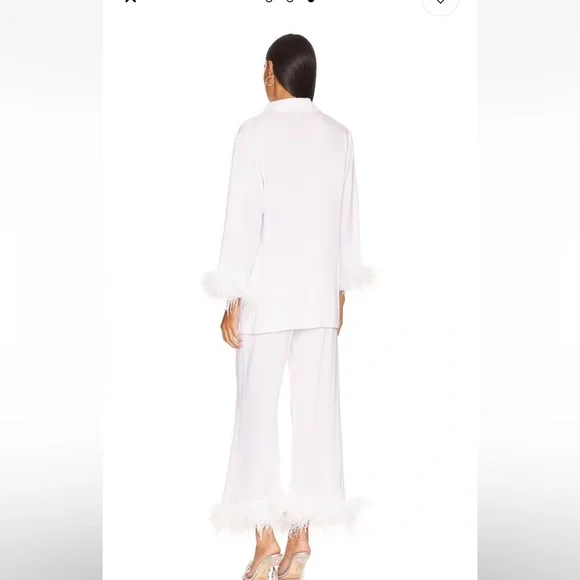 Sleeper Pajama Set with Double Feathers in White size XS